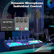 Podcast Production Kit (2-Piece Set) – Portable Audio Interface & DJ Mixer with Studio Mics