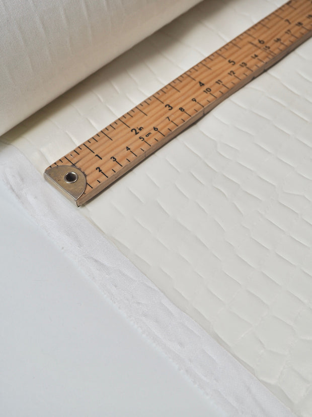 Ivory Crocodile Embossed Stretch Pleather