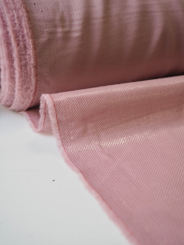 Soft Pink Glossed Wool Twill