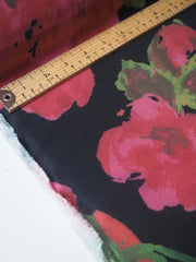 Pink Red Interfaced Floral Sateen