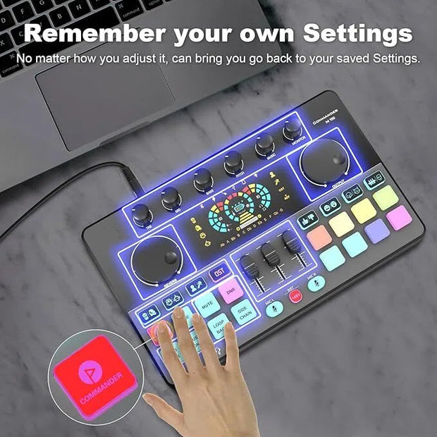Podcast Production Kit (2-Piece Set) – Portable Audio Interface & DJ Mixer with Studio Mics
