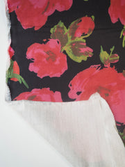 Pink Red Interfaced Floral Sateen