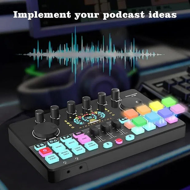 Podcast Production Kit (2-Piece Set) – Portable Audio Interface & DJ Mixer with Studio Mics