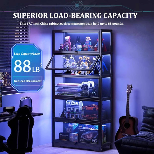 Illuminated Display Cabinet - 5-Tier Locking Showcase 🪔🔒✨