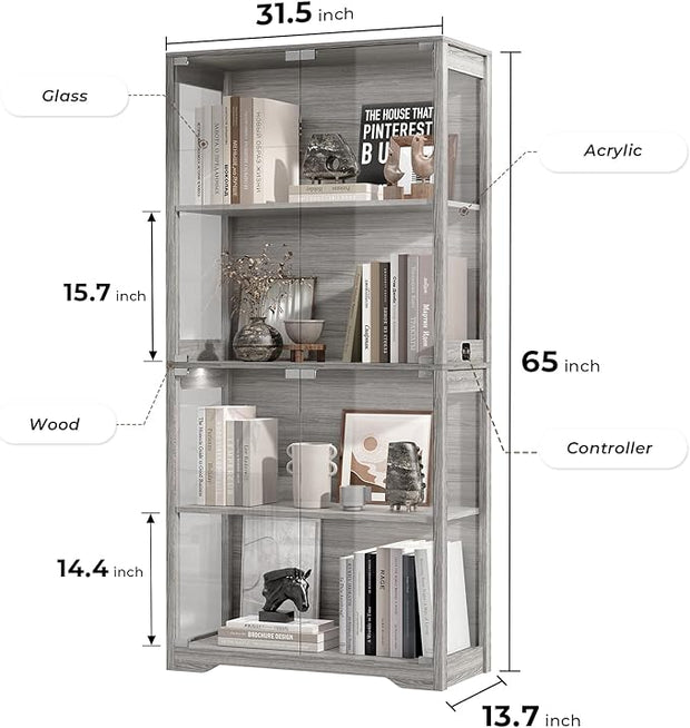 Modern Glass-Door Display Cabinet - Illuminated Curio Showcase 🏡✨
