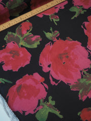 Pink Red Interfaced Floral Sateen