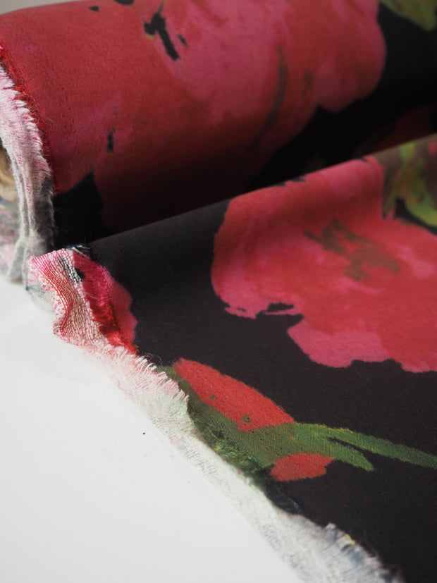 Pink Red Interfaced Floral Sateen