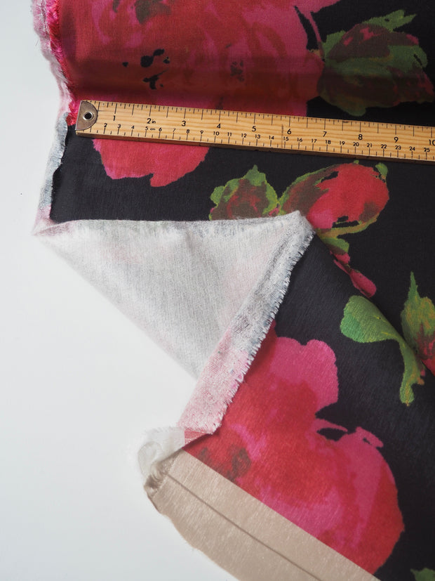 Pink Red Interfaced Floral Sateen