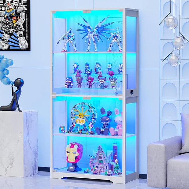 Modern Glass-Door Display Cabinet - Illuminated Curio Showcase 🏡✨