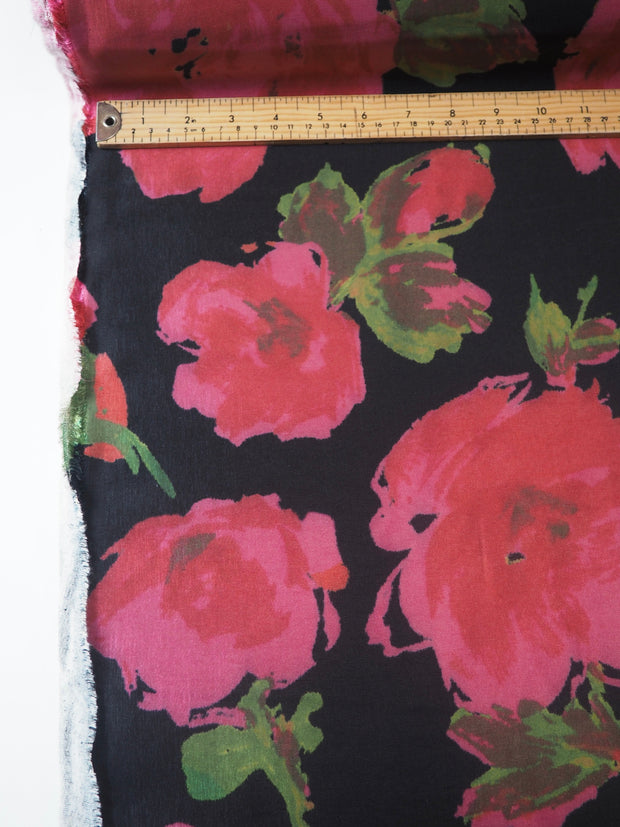 Pink Red Interfaced Floral Sateen
