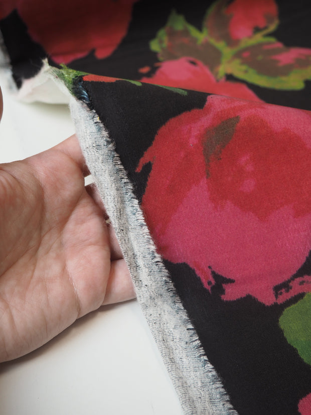 Pink Red Interfaced Floral Sateen