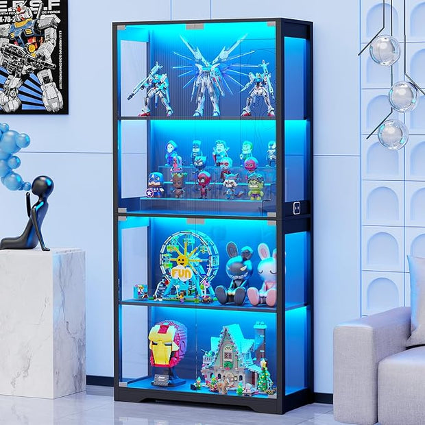 Modern Glass-Door Display Cabinet - Illuminated Curio Showcase 🏡✨